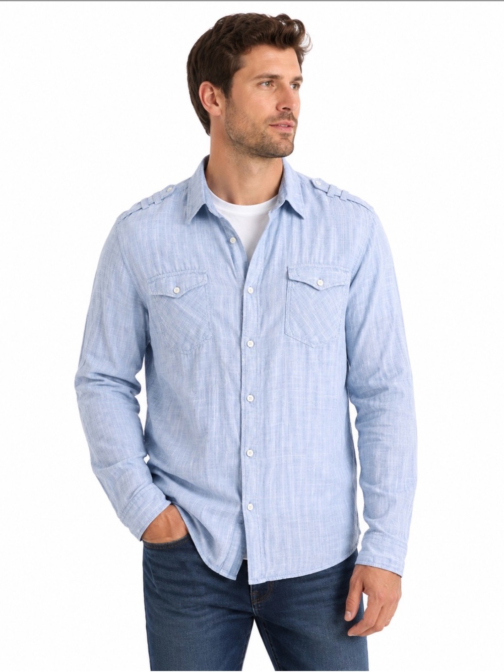 American Rag Light Blue Long-Sleeve Button-Down Shirt